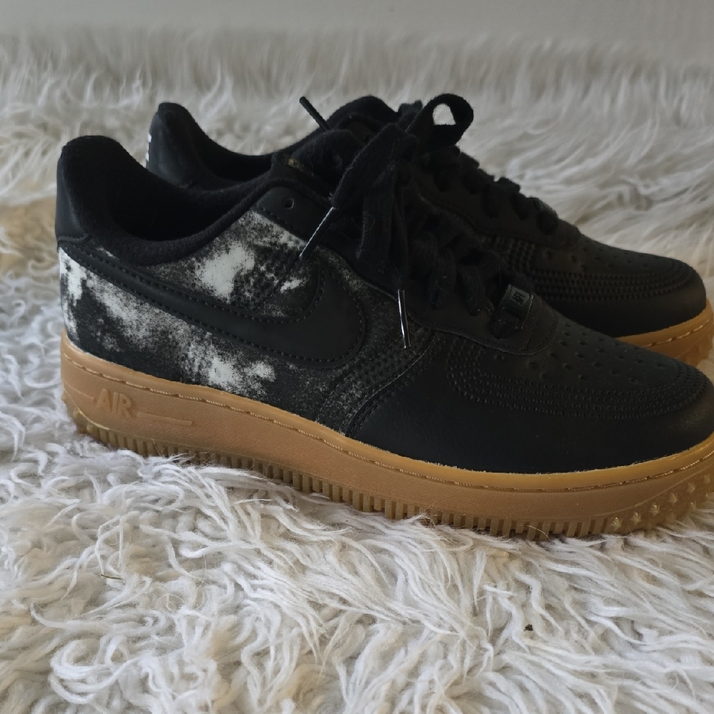 Custom Nike Black and Tan Sneakers with White Accents